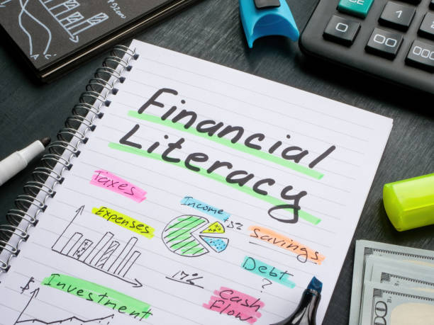 notebook with marks about financial literacy.